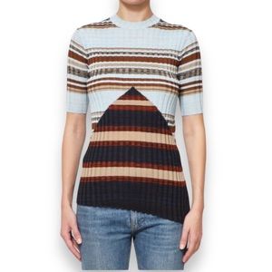 Celine Silk Striped Sweater Womens short sleeve top size medium
